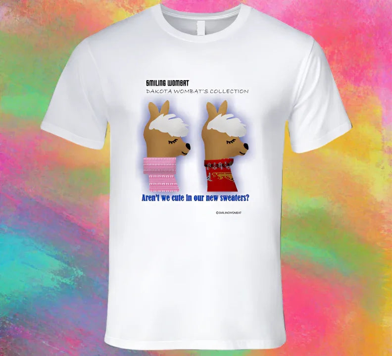 Cute Llamas - Chuck and Lenny, the Twin Llamas Wearing Sweaters - Classic White Ts - Shopify