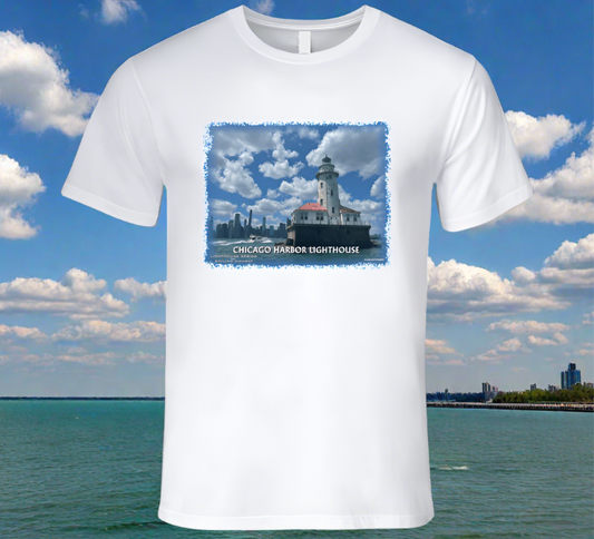 Chicago Harbor Lighthouse - Classic White T-Shirt Collection - Smiling Wombat