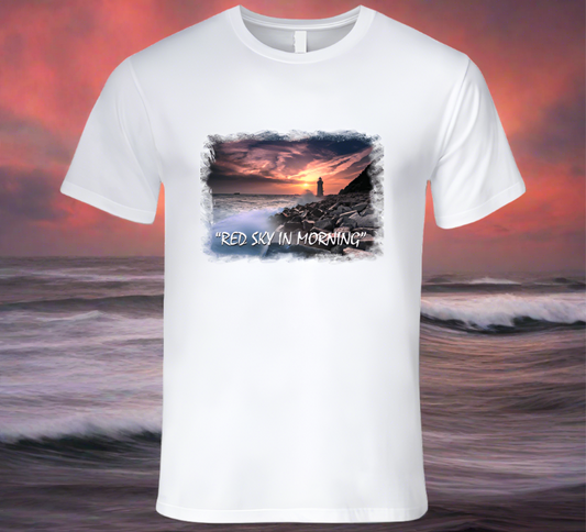 Red Sky In Morning - Classic White T-Shirt Collection - Smiling Wombat