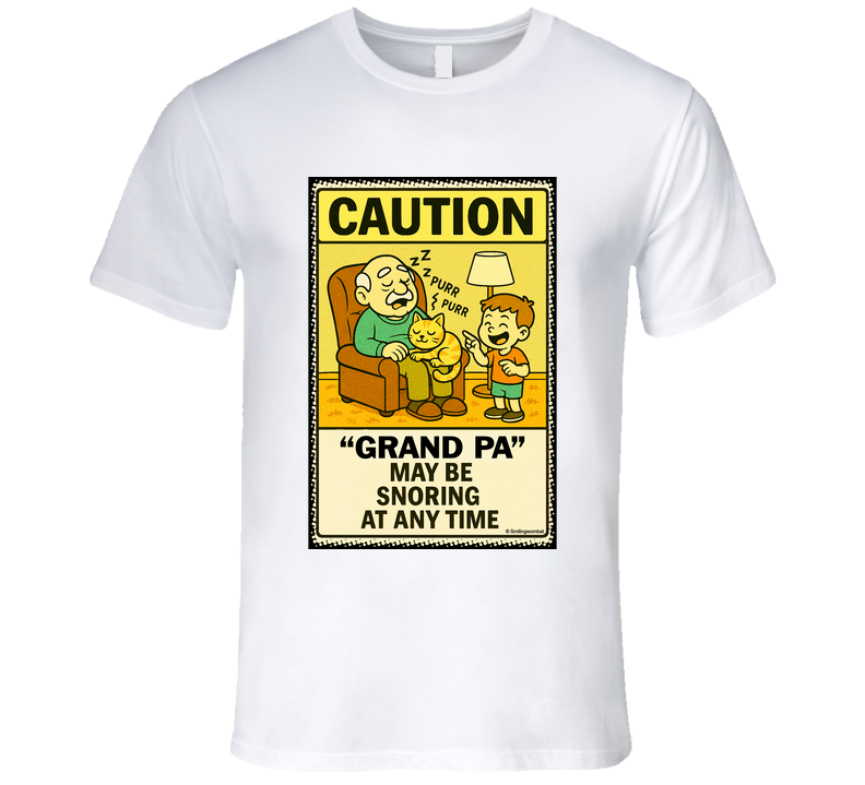 - “Do Not Disturb grandpa snoring T-shirt – Smiling Wombat design”
