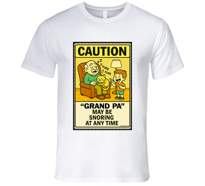 - “Do Not Disturb grandpa snoring T-shirt – Smiling Wombat design”
