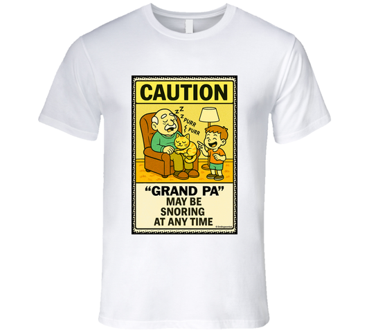- “Do Not Disturb grandpa snoring T-shirt – Smiling Wombat design”
