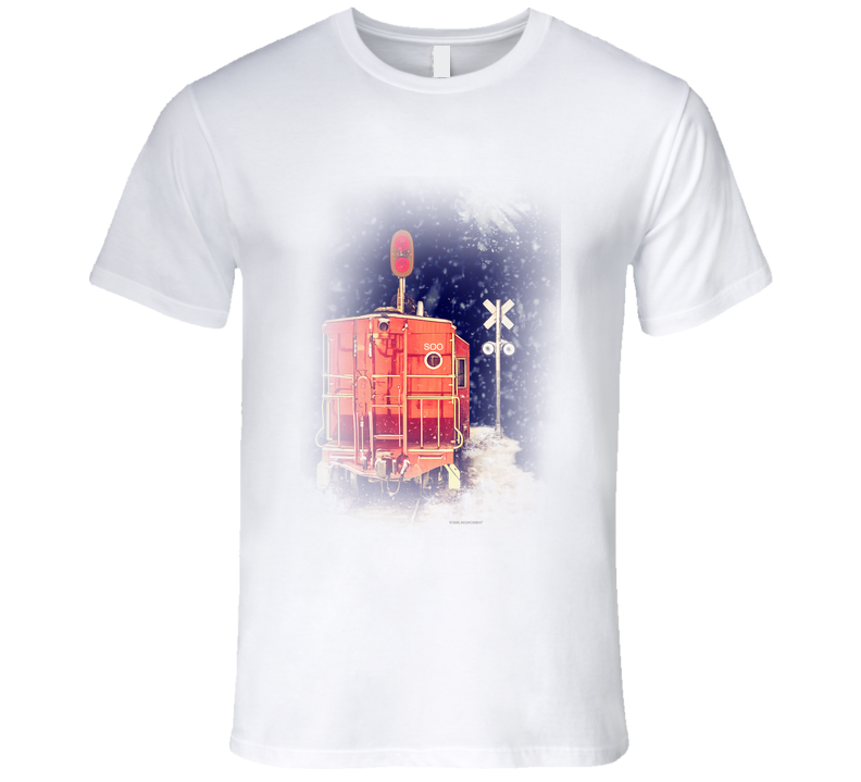  “Winter caboose graphic T-shirt – Smiling Wombat design”