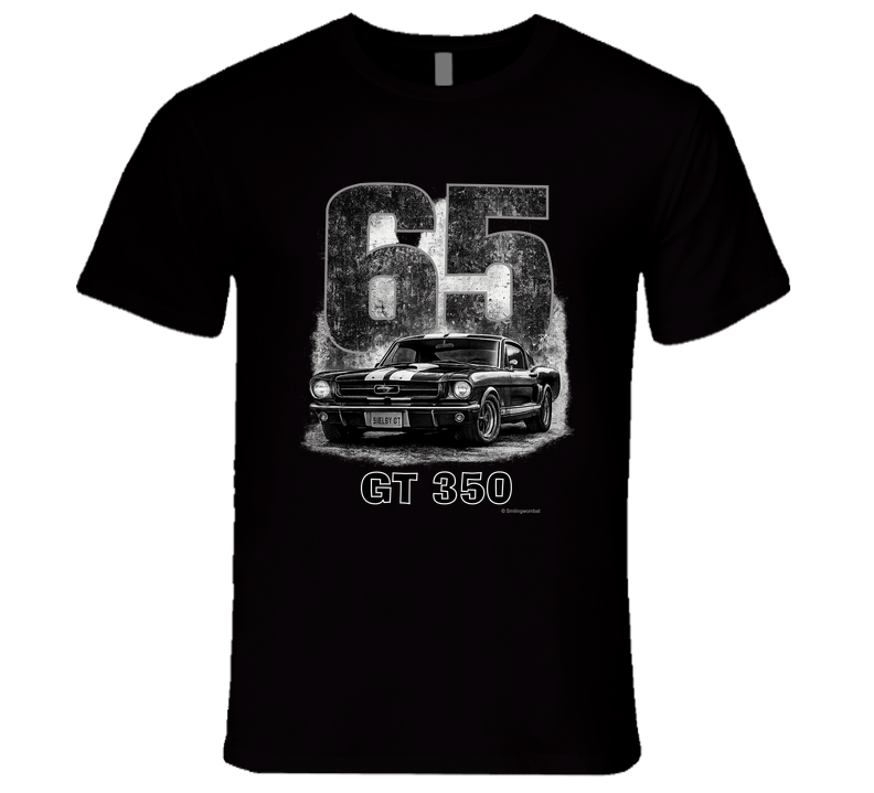 “1965 Shelby GT350 Mustang graphic T‑shirt by Smiling Wombat”