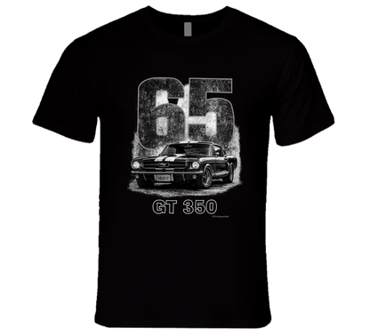 “1965 Shelby GT350 Mustang graphic T‑shirt by Smiling Wombat”