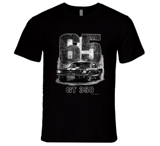 “1965 Shelby GT350 Mustang graphic T‑shirt by Smiling Wombat”
