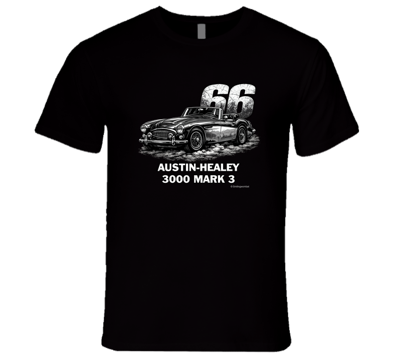 1966 Austin-Healey 3000 MK3 vintage distressed graphic t-shirt in black