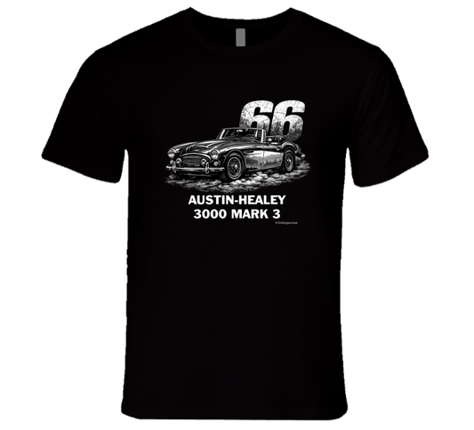 1966 Austin-Healey 3000 MK3 vintage distressed graphic t-shirt in black