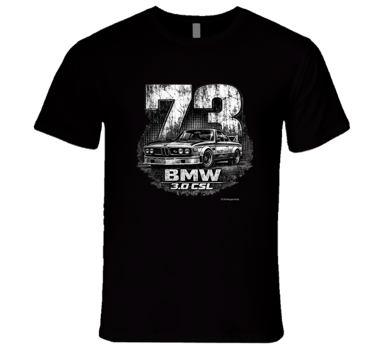 1973 BMW 3.0 CSL distressed vintage racing graphic t-shirt in black