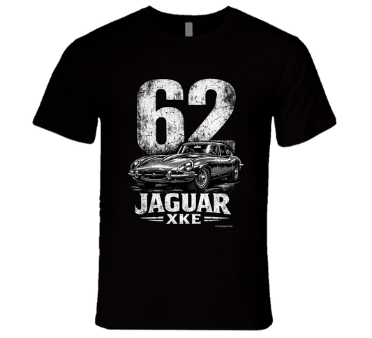 1962 Jaguar XKE retro car graphic tee in black
