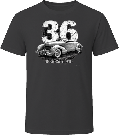 Cord 810 distressed vintage car t-shirt in black