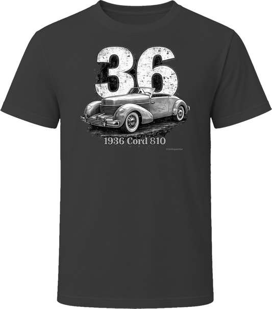 Cord 810 distressed vintage car t-shirt in black
