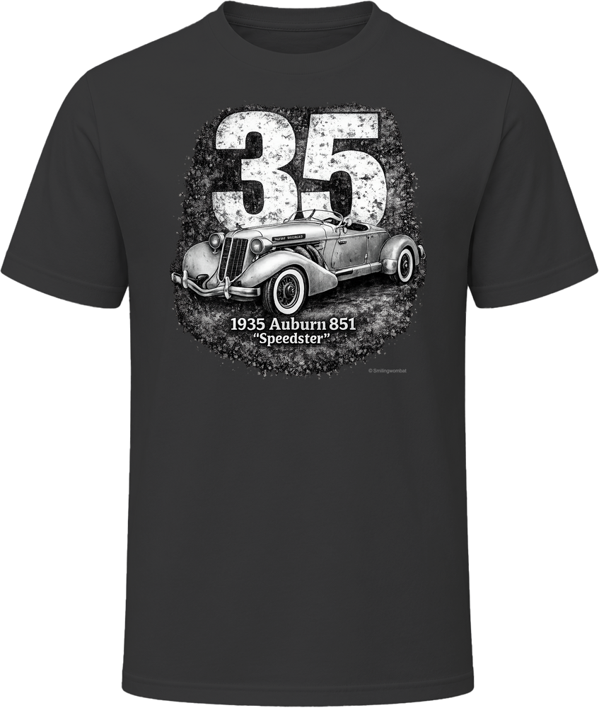 1935 Auburn 851 Speedster retro motorsport graphic T-shirt in black