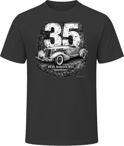1935 Auburn 851 Speedster retro motorsport graphic T-shirt in black