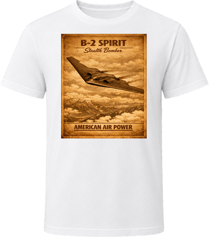 B-2 Spirit Stealth Bomber white t-shirt distressed vintage American Air Power graphic