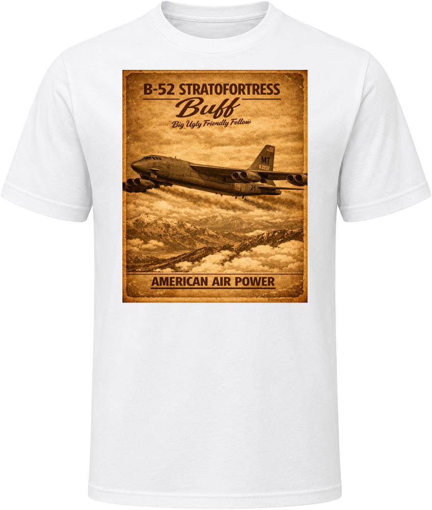 B-52 Stratofortress BUFF American Air Power vintage distressed graphic T-shirt in white