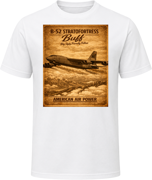 B-52 Stratofortress BUFF American Air Power vintage distressed graphic T-shirt in white