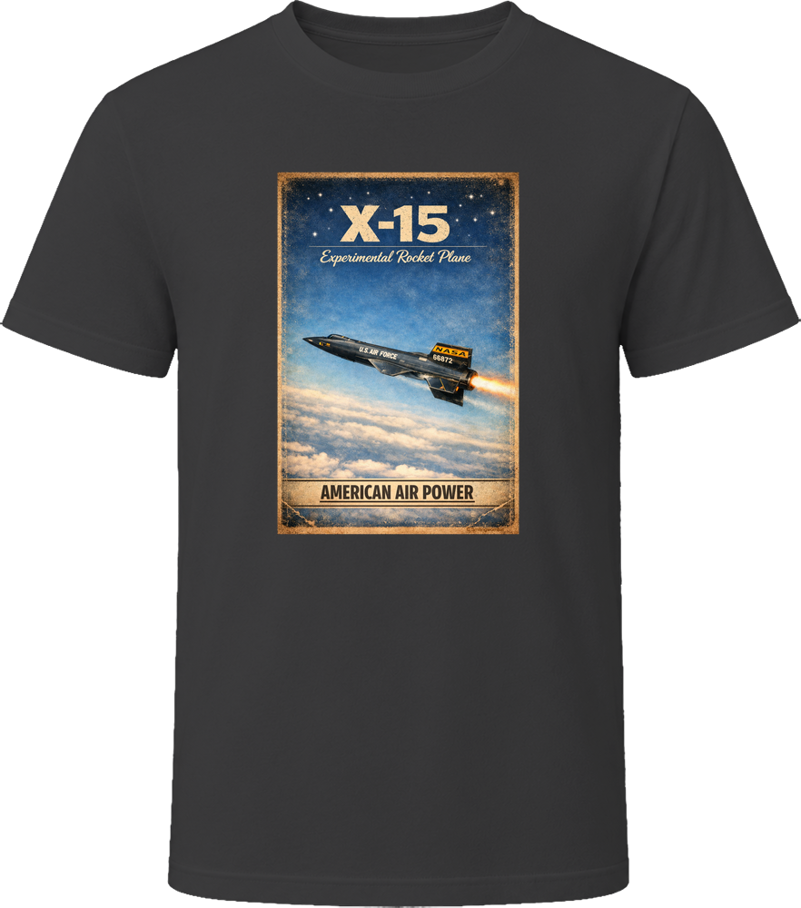 X-15 Rocket Plane black t-shirt — American Air Power distressed vintage graphic tee