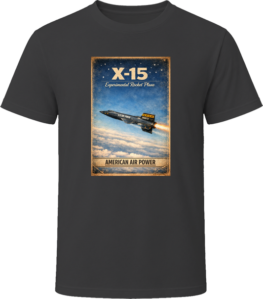 X-15 Rocket Plane black t-shirt — American Air Power distressed vintage graphic tee