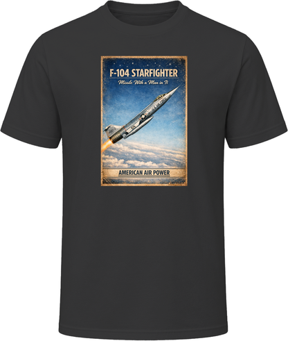 F-104 Starfighter American Air Power vintage graphic T-shirt in black