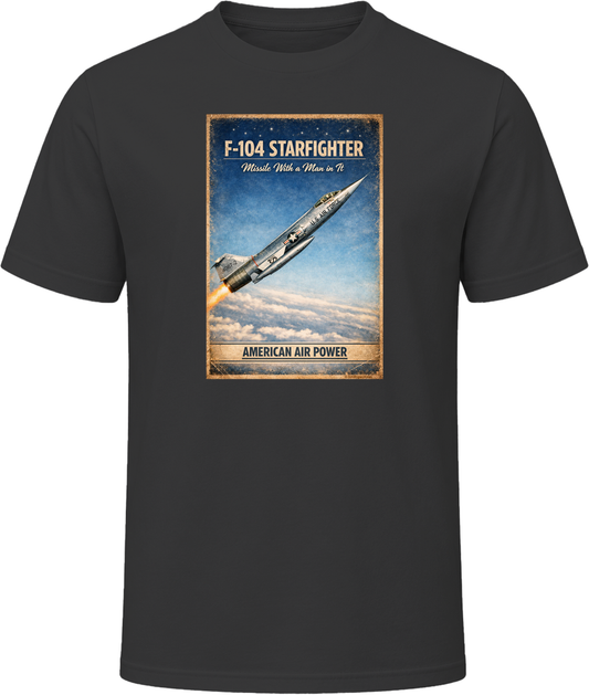 F-104 Starfighter American Air Power vintage graphic T-shirt in black