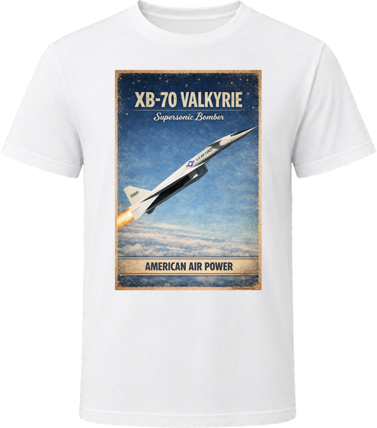 XB-70 Valkyrie American Air Power distressed vintage graphic t-shirt in white