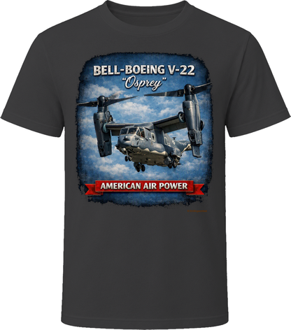 Bell-Boeing V-22 Osprey American Air Power distressed graphic t-shirt in black