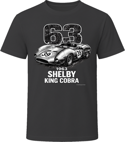 1963 Shelby King Cobra distressed race car graphic t-shirt in black