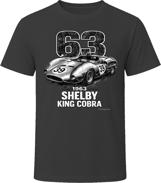 1963 Shelby King Cobra distressed race car graphic t-shirt in black
