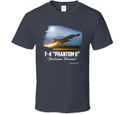 Charcoal Grey t-shirt with F-4 Phantom II graphic and text on a white background