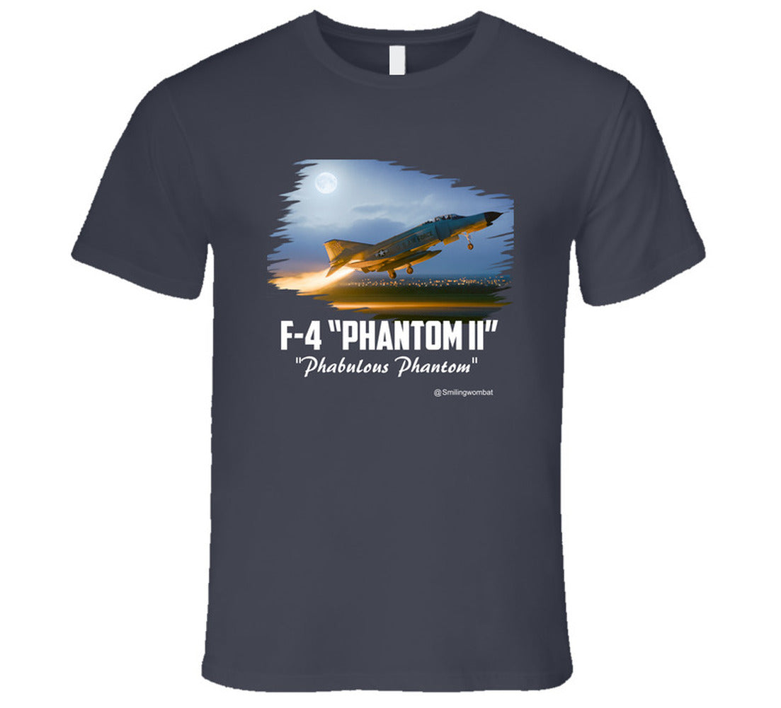 Charcoal Grey t-shirt with F-4 Phantom II graphic on a white background