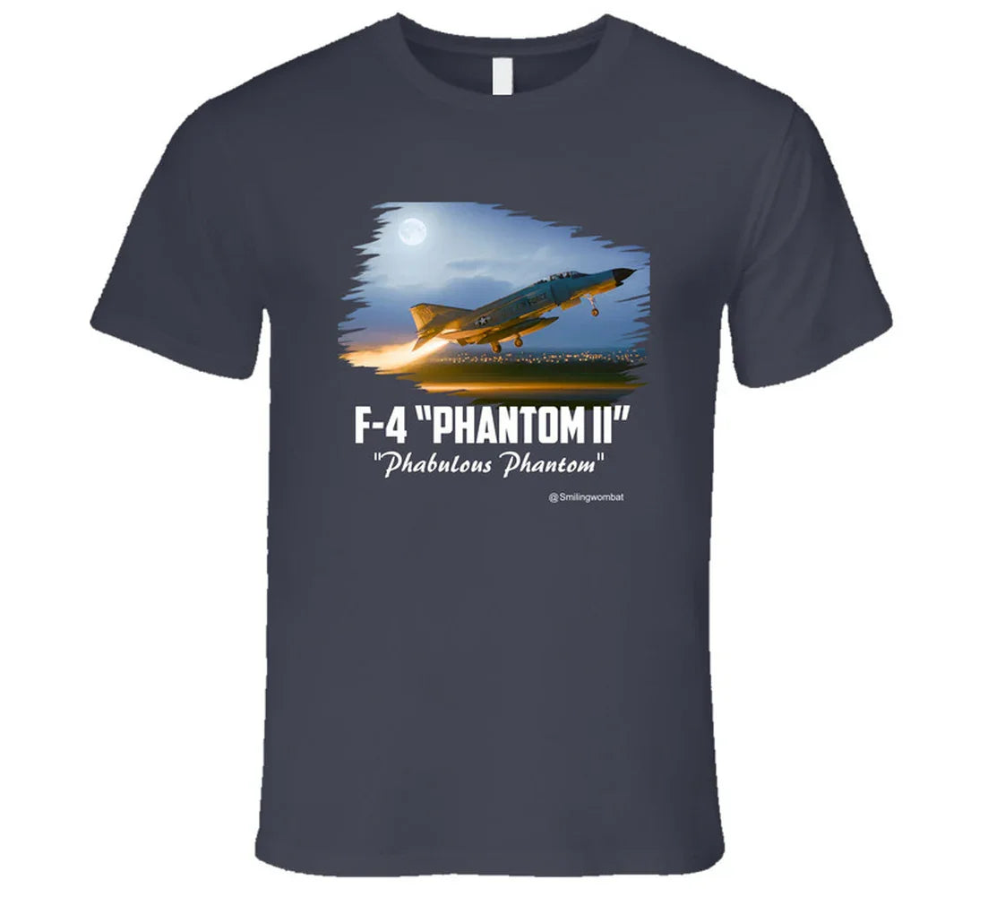 Charcoal Grey t-shirt with F-4 Phantom II graphic on a white background