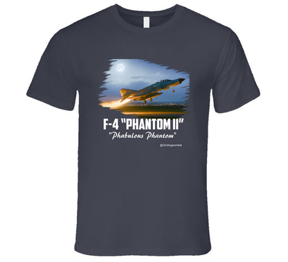 Charcoal Grey t-shirt with F-4 Phantom II graphic on a white background