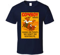 "Funny cowboy rodeo T-shirt – cartoon bull rider graphic by Smiling Wombat"
