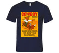 "Funny cowboy rodeo T-shirt – cartoon bull rider graphic by Smiling Wombat"