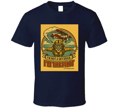 Smiling Wombat 'I'm the Pilot' vintage short sleeve t-shirt – retro aviator biplane design