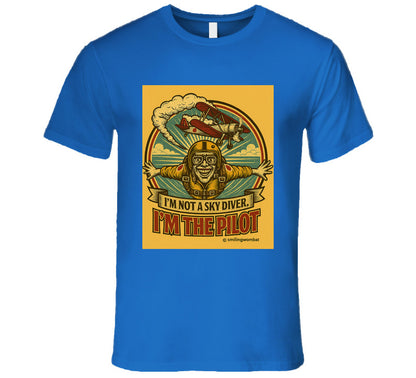 Smiling Wombat 'I'm the Pilot' vintage short sleeve t-shirt – retro aviator biplane design