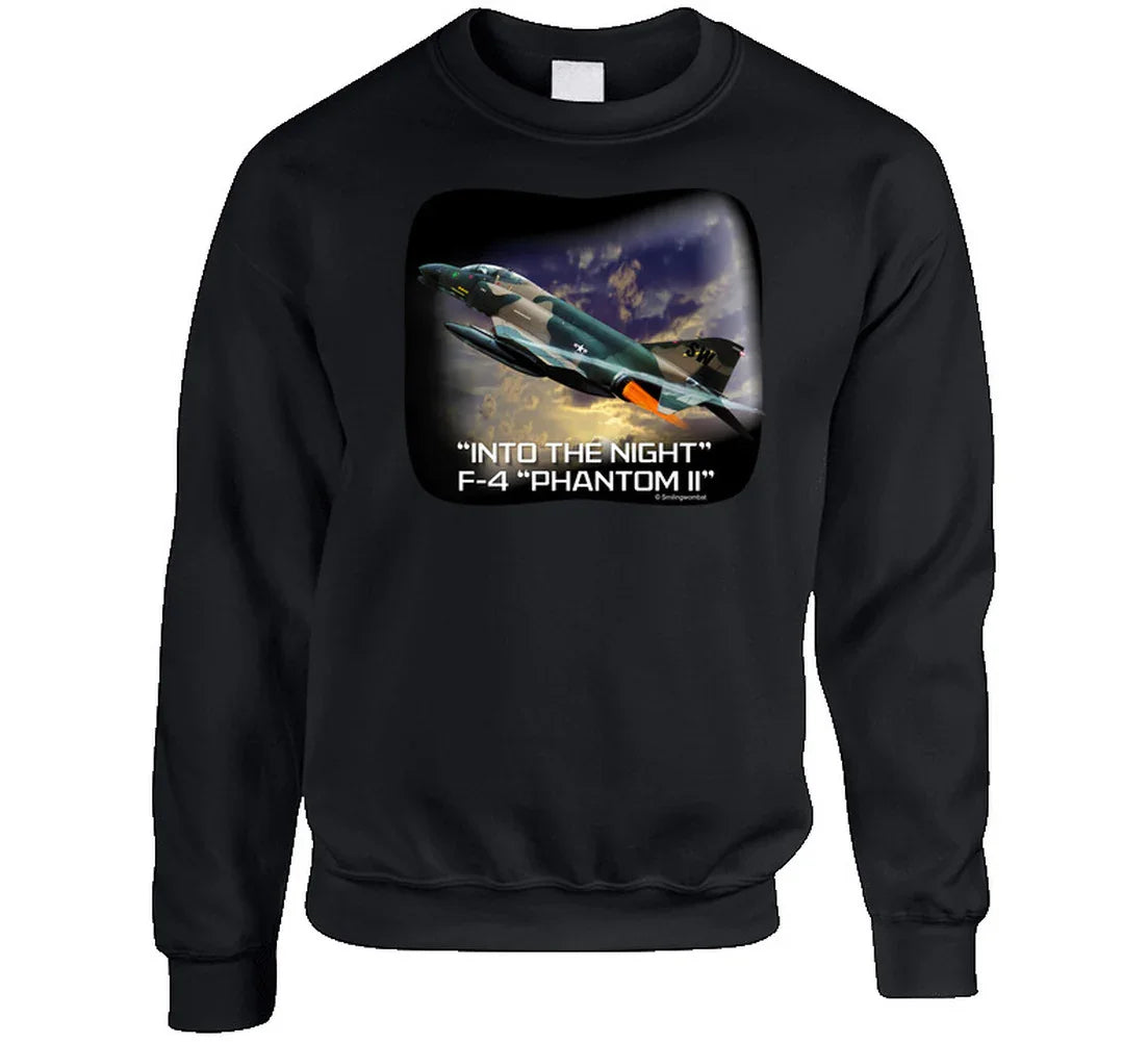 “Bold night sky fighter jet graphic sweatshirt”
