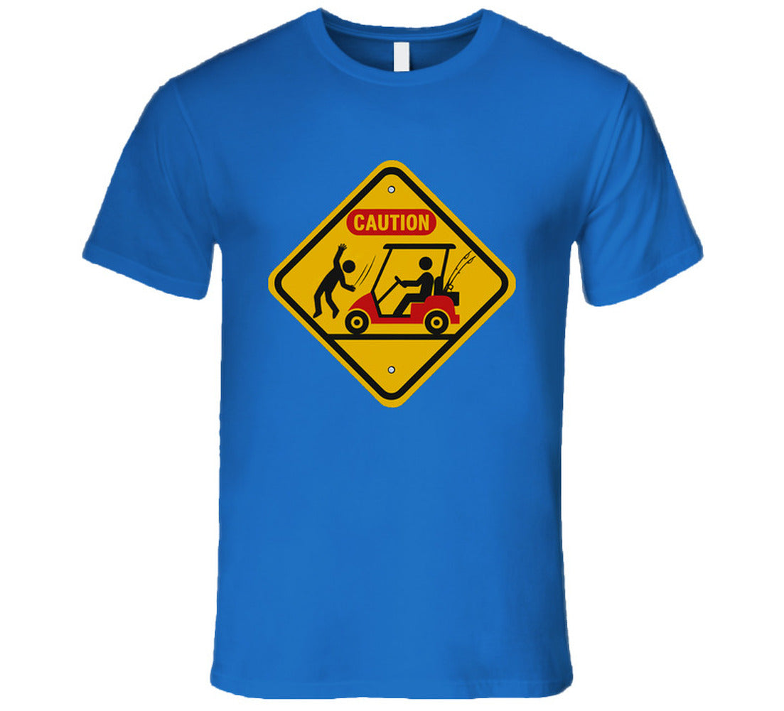 “Golf cart collision caution sign T-shirt”
