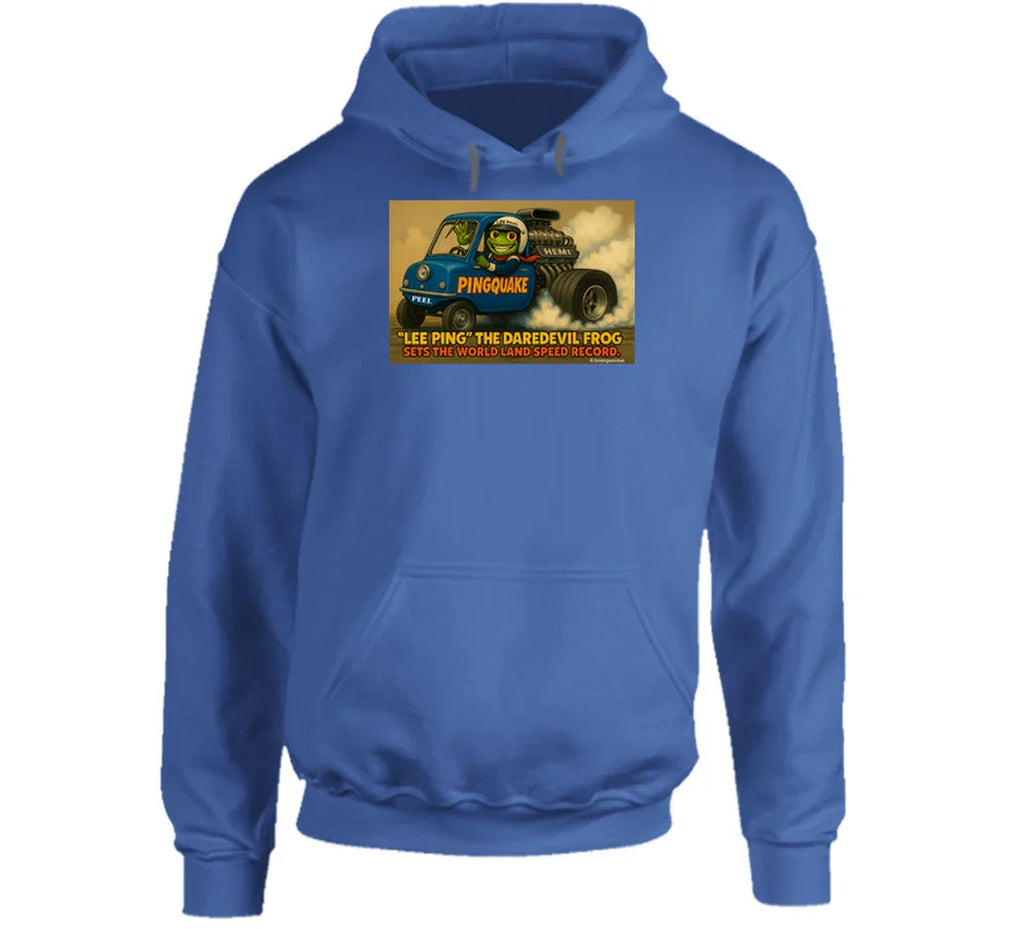 “Lee Ping Pingquake hoodie with frog and oversized engine”