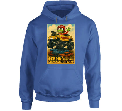 "VW Thing monster truck hoodie with Lee Ping waving from cab"