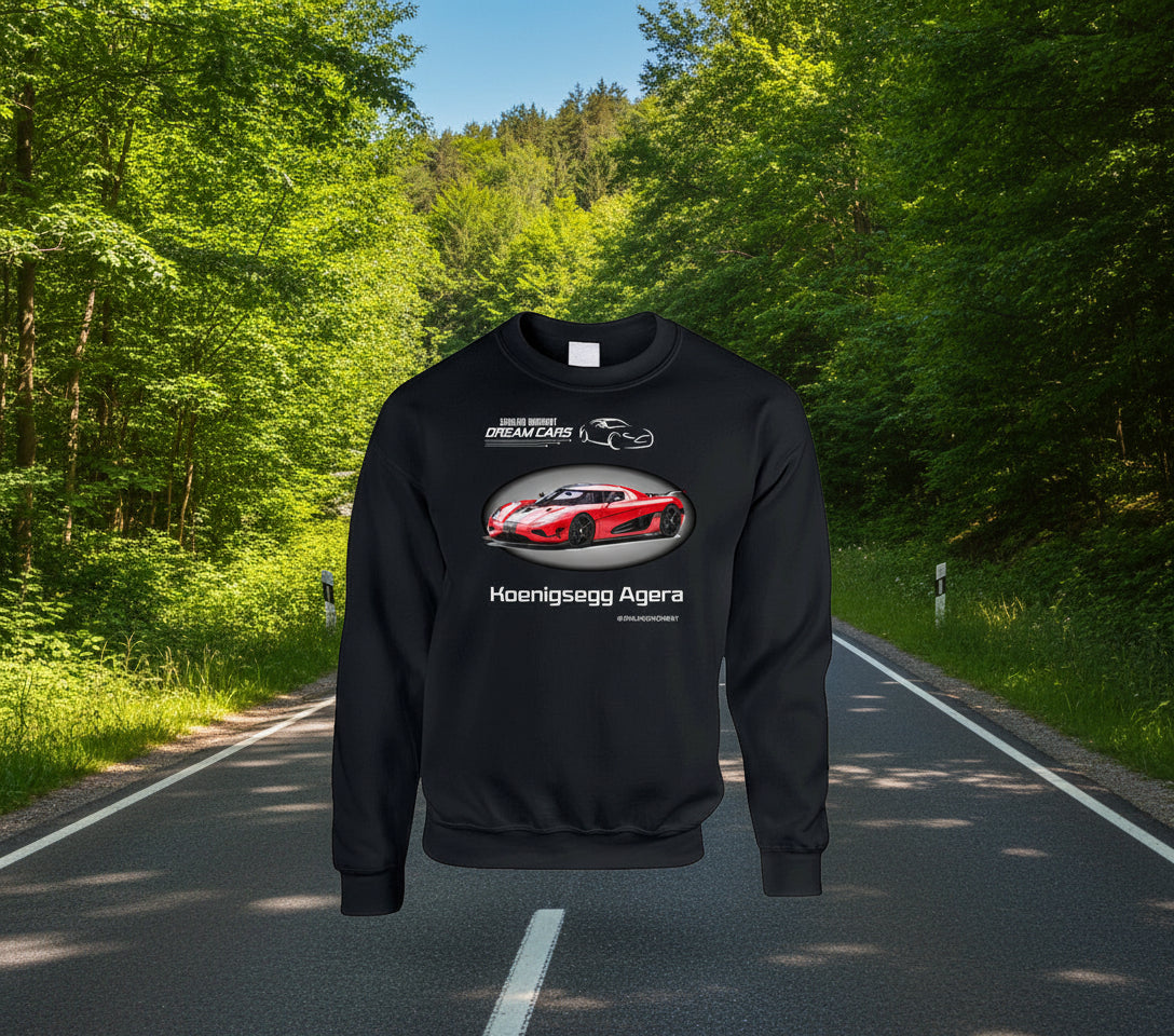- "Red Koenigsegg Agera RS sweatshirt design"

