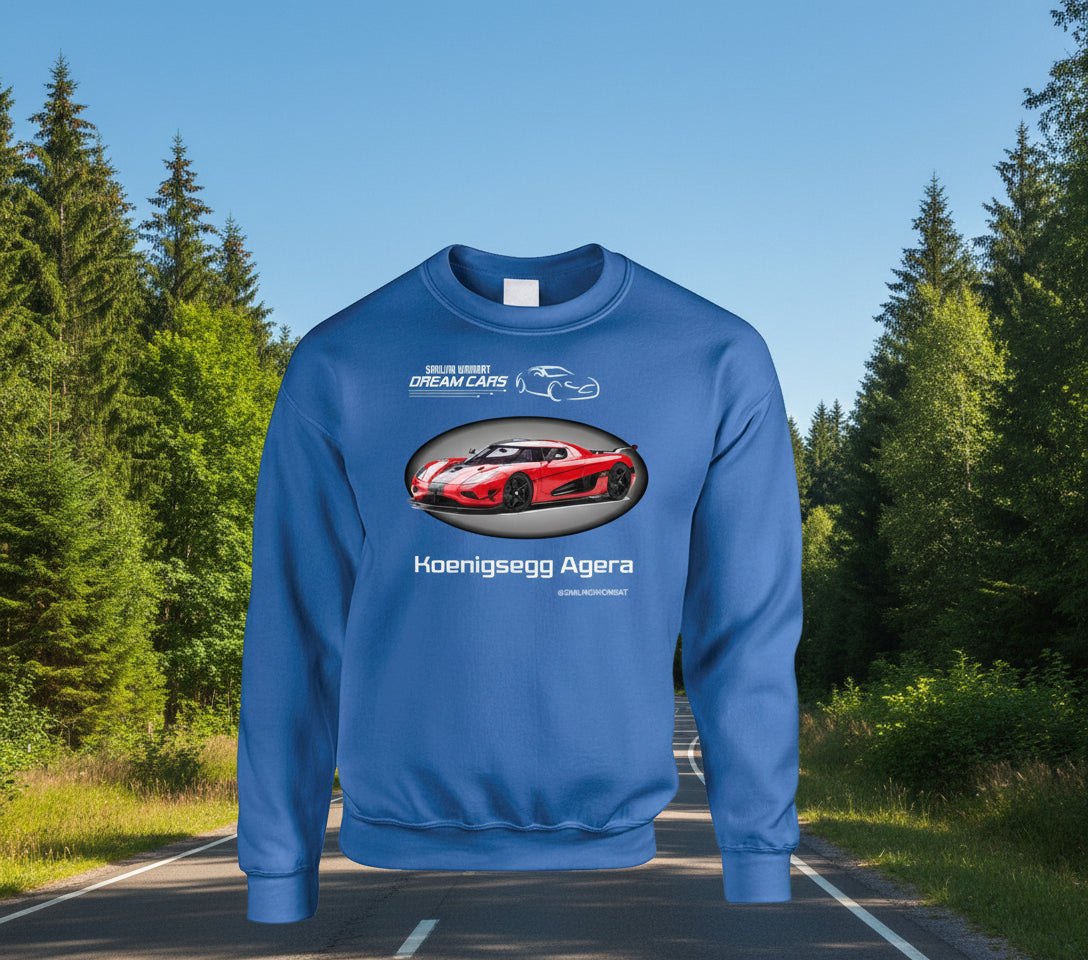 - "Red Koenigsegg Agera RS sweatshirt design"
