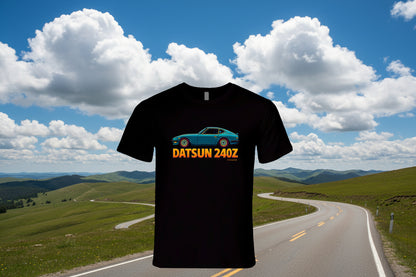 - T-Shirt: Datsun 240Z graphic tee with retro car illustration and bold typography
