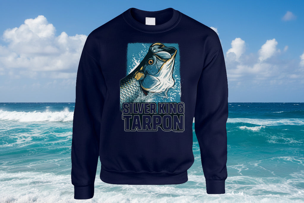 - Sweatshirt: Silver King Tarpon cozy fishing sweatshirt with humorous design