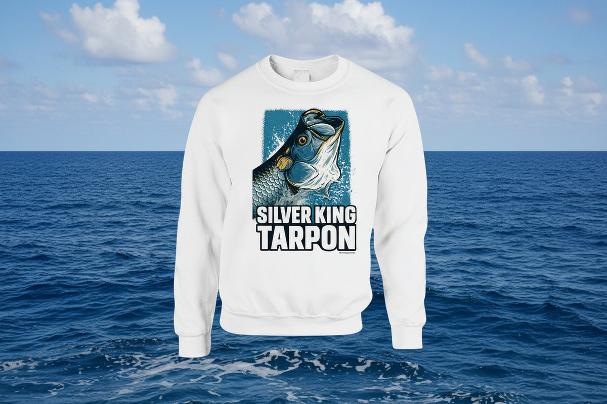 - Sweatshirt: Silver King Tarpon cozy fishing sweatshirt with humorous design
