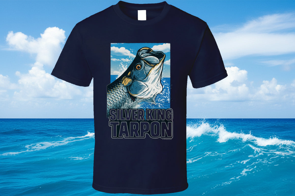 - T-Shirt: Silver King Tarpon funny fishing T-shirt by Smiling Wombat