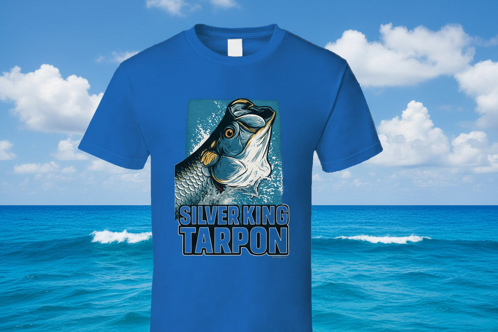 - T-Shirt: Silver King Tarpon funny fishing T-shirt by Smiling Wombat