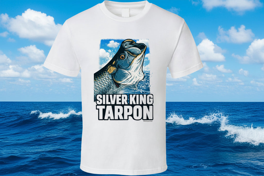 - T-Shirt: Silver King Tarpon funny fishing T-shirt by Smiling Wombat