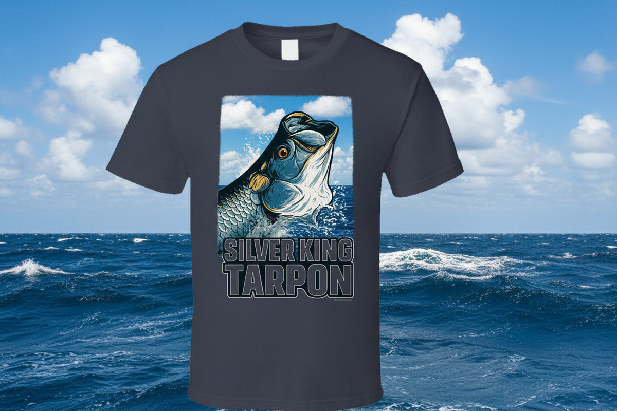 - T-Shirt: Silver King Tarpon funny fishing T-shirt by Smiling Wombat